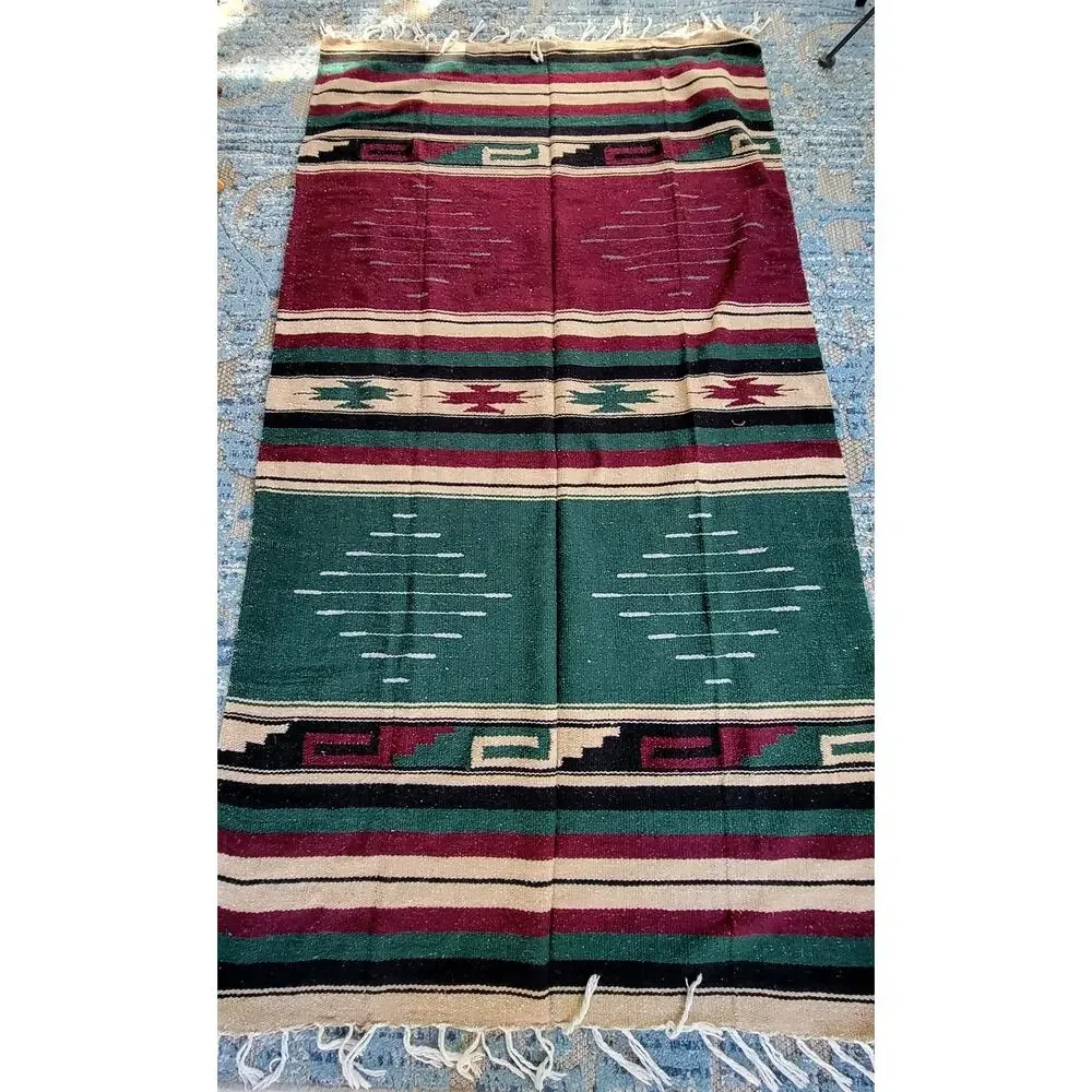 Southwestern Serape Blanket Boho Tribal Fringe Throw Rug Cabin Decor